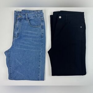 2pr High Rise Wide Leg SHEIN Jeans 1 Blue 1 Black Womans Medium
